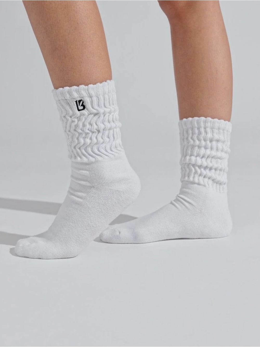 Buffbunny Womens 3-Pack Scrunch Crew Socks White XS/S (5-8)